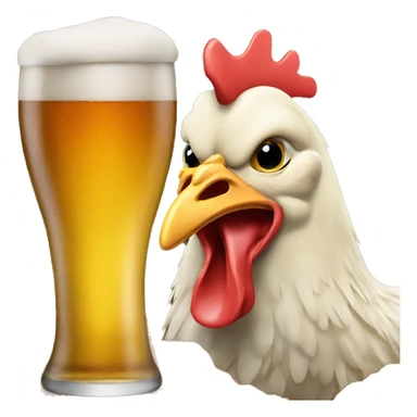 A chicken sipping on a beer. sticker