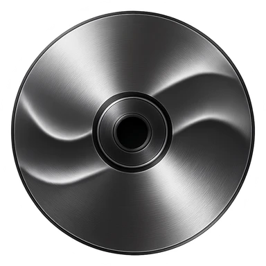 A minimalist CD disc with wave pattern, glowing effect, purple color sticker