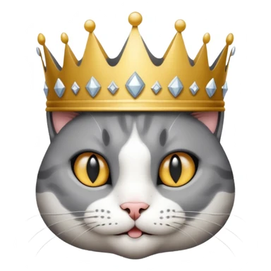 Cat Grey, White, black. With a crown sticker