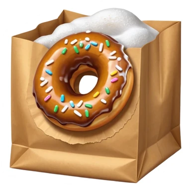 donut in paper bag sticker
