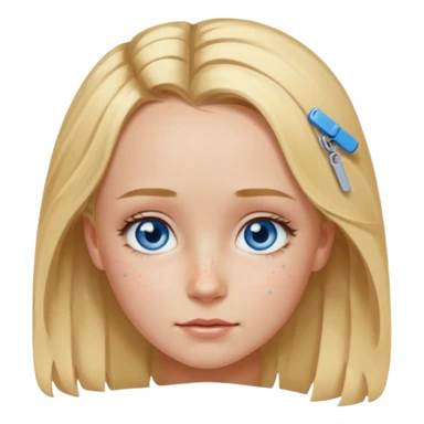 blonde girl, blue eyes with clips in hair and the biggest forehead ever sticker
