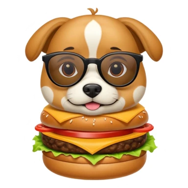 una hamburguesa o perro caliente con gafas y animado sticker