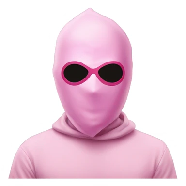 Pink masked man with circle on his mask sticker