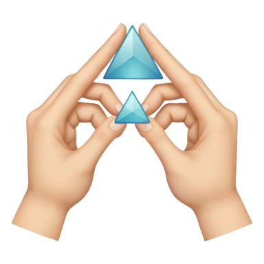 Similar to the heart hands emoji, this emoji should show a triangle created by the fingers of the hands where the two thumbs form the first side of the triangle and the remaining four fingers of each hand create one side each sticker