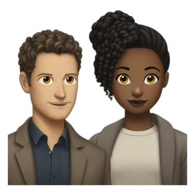wentworth miller, Simon Baker and a black girl brown eyes and sblack hair in a bun sticker
