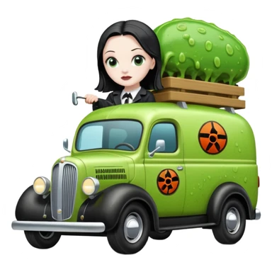 Heroic  Wednesday Adam’s SuperBug Ron’s slime-oozing exterminator antique tall moving van hot rod(motto: You pay me now!) sticker