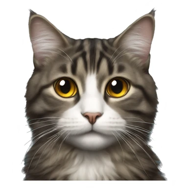 Long-haired dark tabby, cat with only one eye ball  sticker