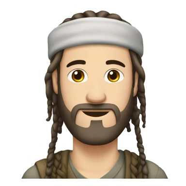 A white man with no beard and no mustache, with dread locks wearing a kippa sticker