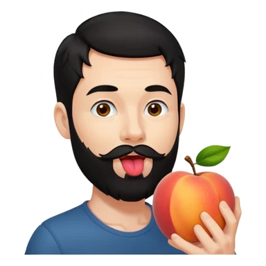 Black hair Man red beard licking peach sticker