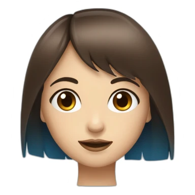 Fille aux yeux bleu brune avec une frange sticker