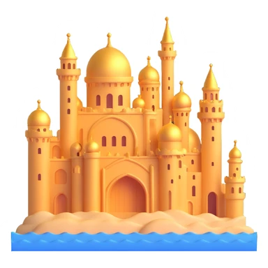underwater golden city with glowing domes and towers sticker