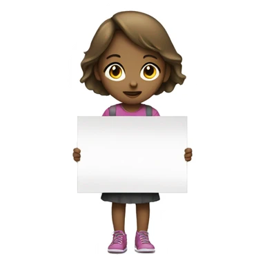 A girl holding placard with "why" written on it sticker