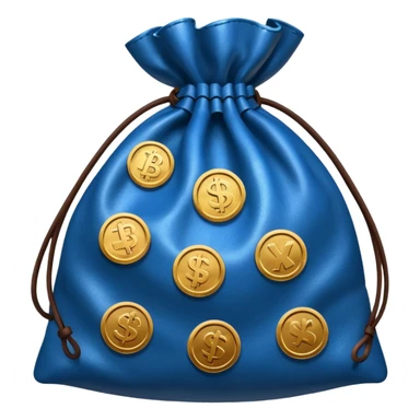 blue coins inside brown money bag sticker