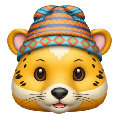 animal wearing patterned hat  sticker