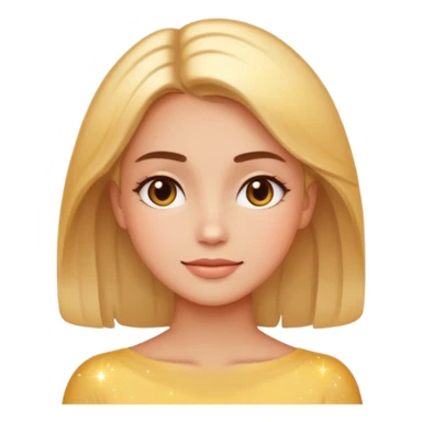 glowing woman face, natural skin, sparkles around, calm and healthy look, emoji style sticker