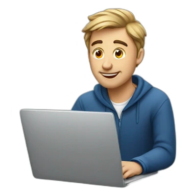 european guy using laptop sticker