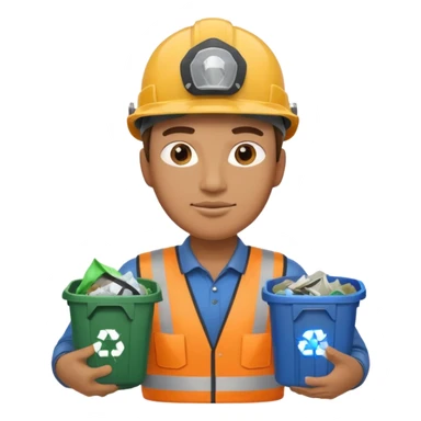 garbage man with helmet holding garbage  sticker