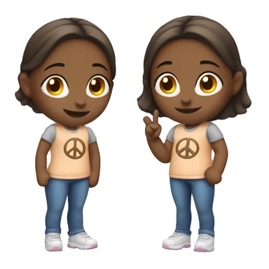 Girl posing a peace sign sticker