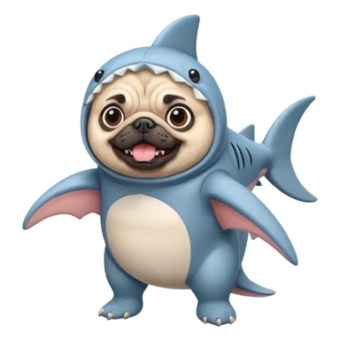 Pug wearing a shark costume  sticker
