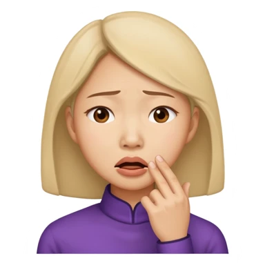 Asian woman agonizing over her chin sticker