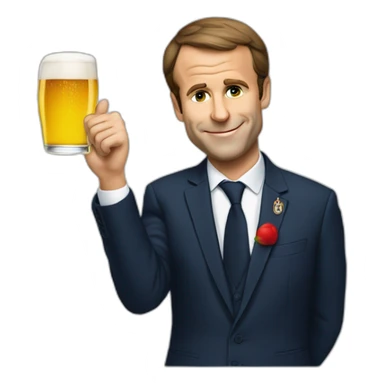 Macron avec une bière sticker