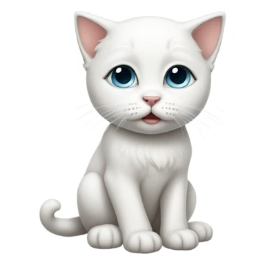 Sad white kitty crying sticker
