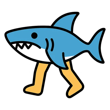 shark with legs colored icon sticker