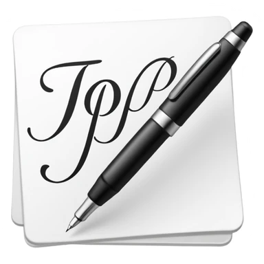 pen writing initials "JP" sticker