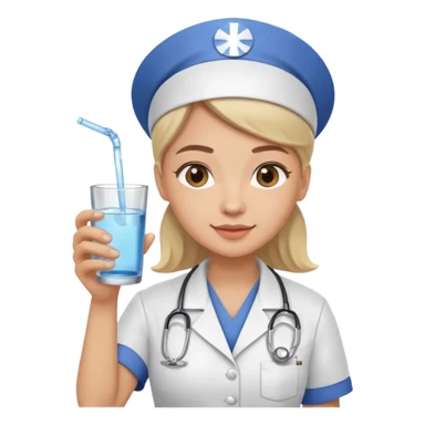 nurse holding drink sticker