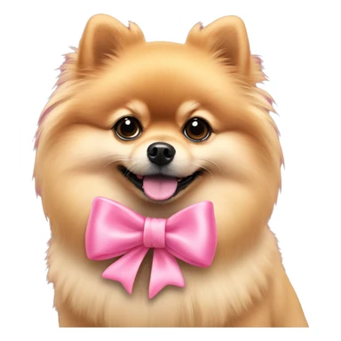 Pomeranian pink bow around neck sticker