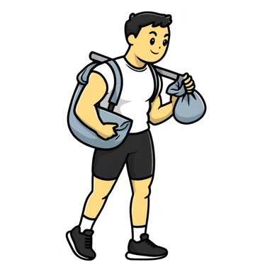 athlete carrying a Hyrox sandbag on shoulder sticker