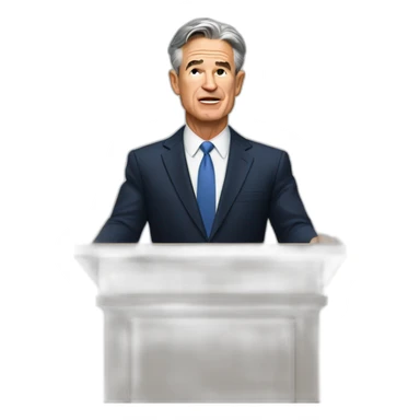 Jerome Powell giving a speech sticker