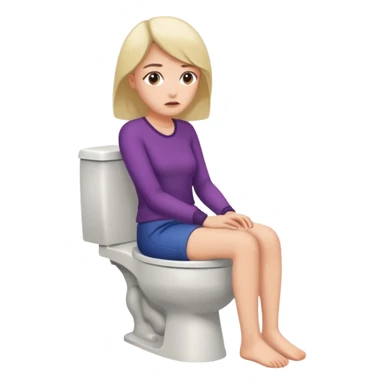 A woman is sitting on the toilet sticker