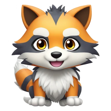Colorful Shiny Kawaii Cute Raccoon-Tiger-Arcanine—Fakémon-Pokémon full body sticker