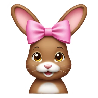 Brown bunny with a pink bow on her head sticker