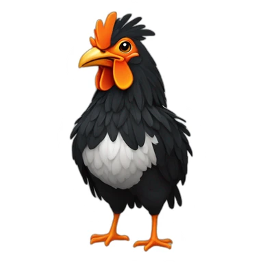 Gallo negro con plumas naranja sticker