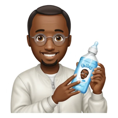 make me a p diddy emoji that says oil up with him holding baby oil sticker