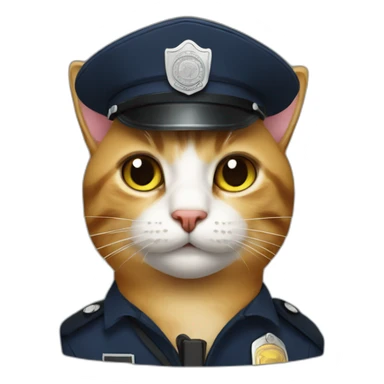 A cat using a police cap sticker