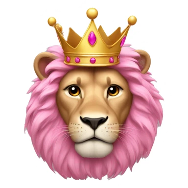 Lion with pink fur with a crown  sticker