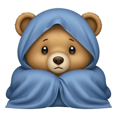 Scared teddy bear hiding under covers sticker