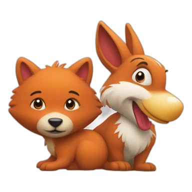 Ours avec un lapin avec un coq avec un renard sticker