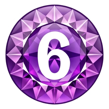 A round icon for a paid subscription of purple diamonds with the number 6 sticker