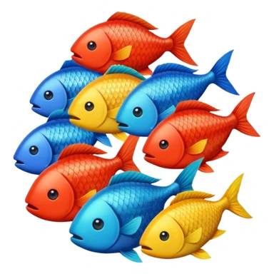 pile of fish inspired by reference image, emoji style sticker