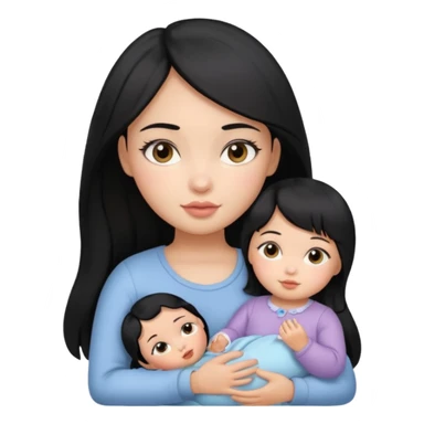 a black hair girl with 1 babie doll sticker