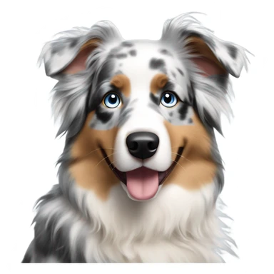 Blue merle Australian shepherd dog with blonde hair blue eyes girl owner sticker