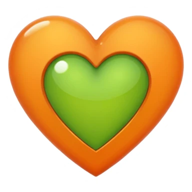 half green half orange heart sticker