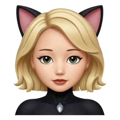 Jennifer Lawrence, in a black cat costume sticker