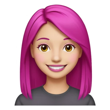 fuchsia charcoal color dyed straight hair on a woman emoji sticker