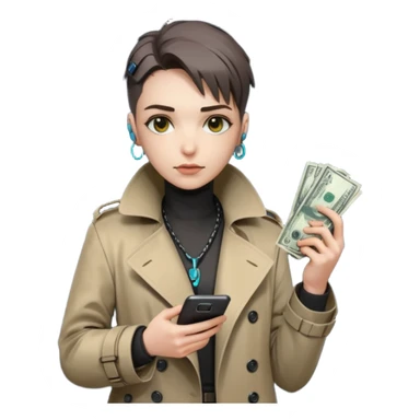 cyber punk holding money and phone sticker