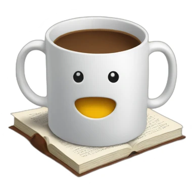A mug on a book without smiley sticker